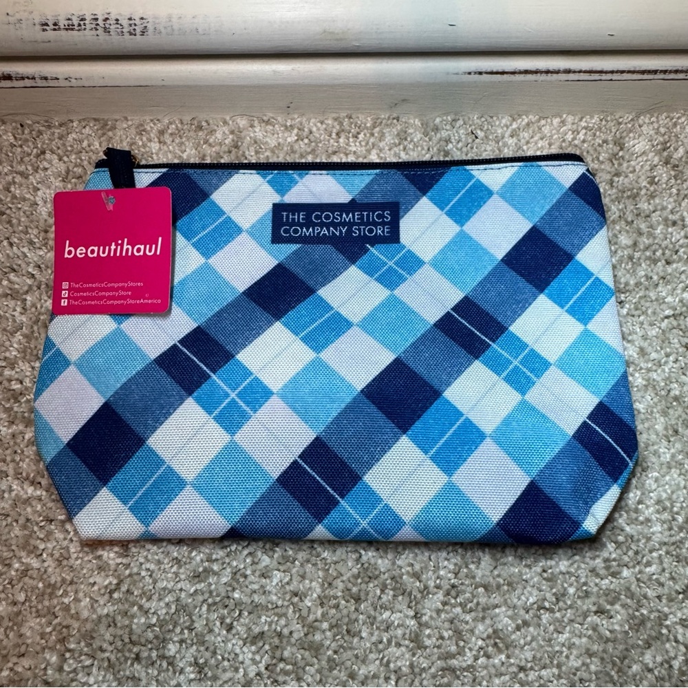Blue Plaid Cosmetic Bag
